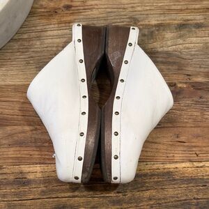 Mari Giudicelli White Leather Mules Clogs Size 10